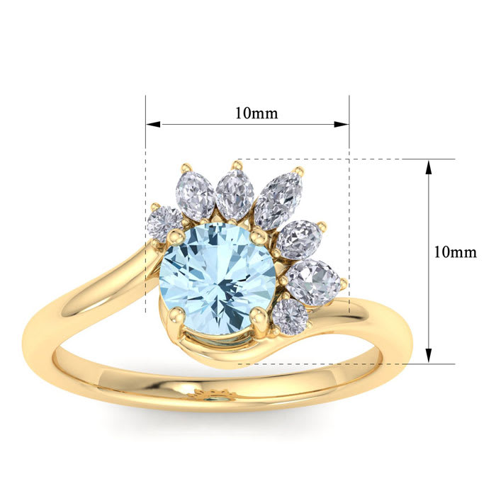 Aquamarine Ring: 1 1/4 Carat Aquamarine and Diamond Ring