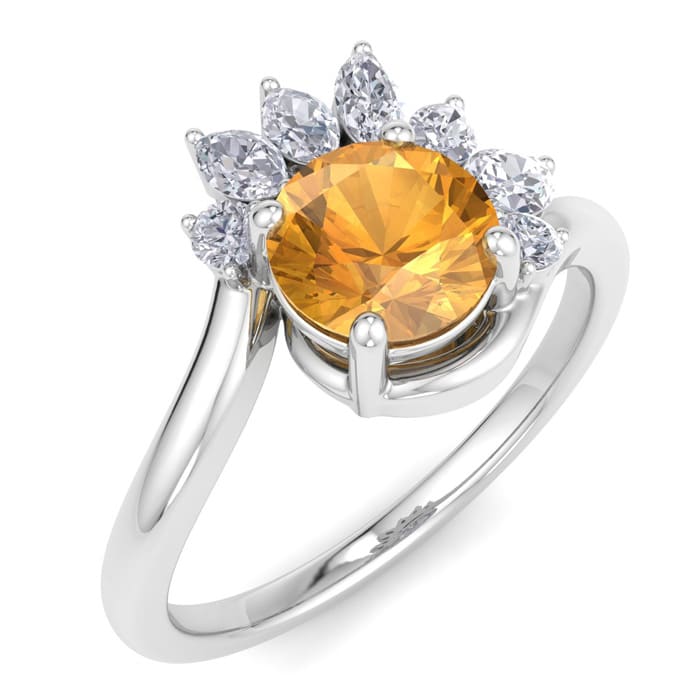 Citrine Ring: 1 1/4 Carat Citrine and Diamond Ring