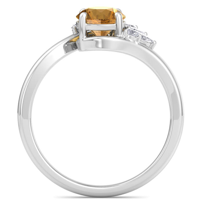 Citrine Ring: 1 1/4 Carat Citrine and Diamond Ring