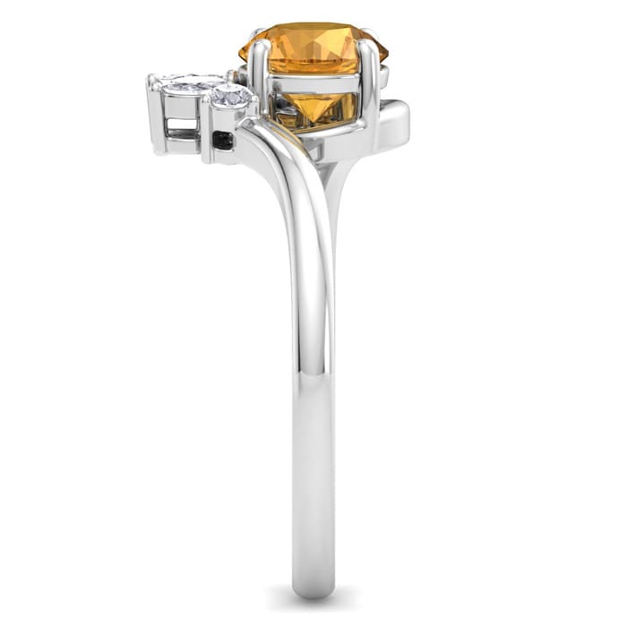 Citrine Ring: 1 1/4 Carat Citrine and Diamond Ring