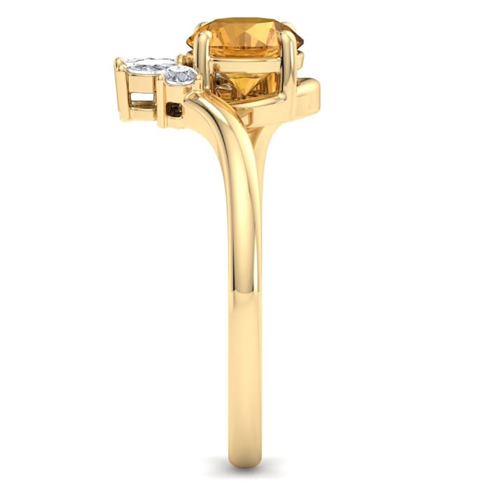 Citrine Ring: 1 1/4 Carat Citrine and Diamond Ring