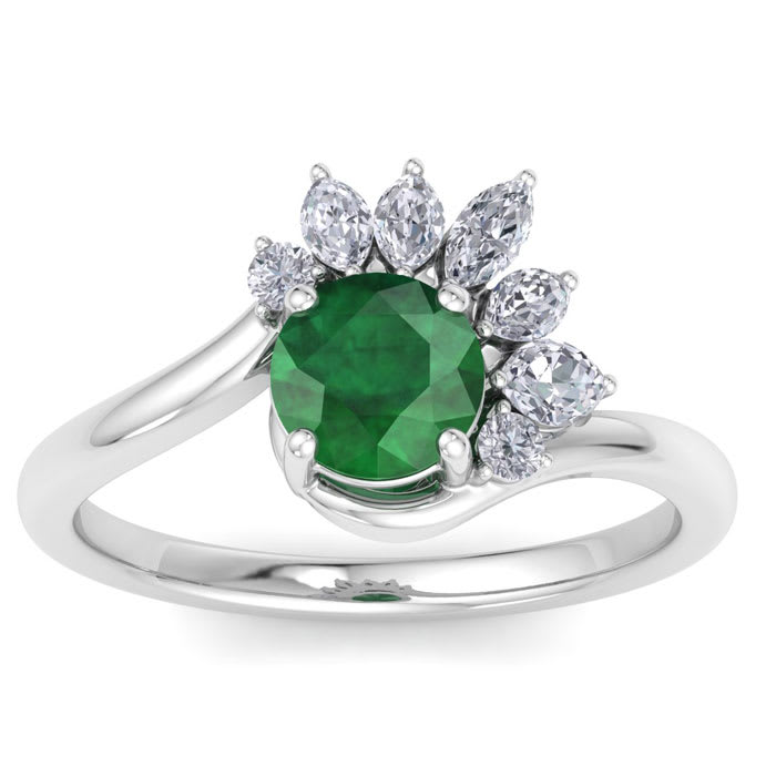 Emerald Ring: 1 1/4 Carat Emerald and Diamond Ring