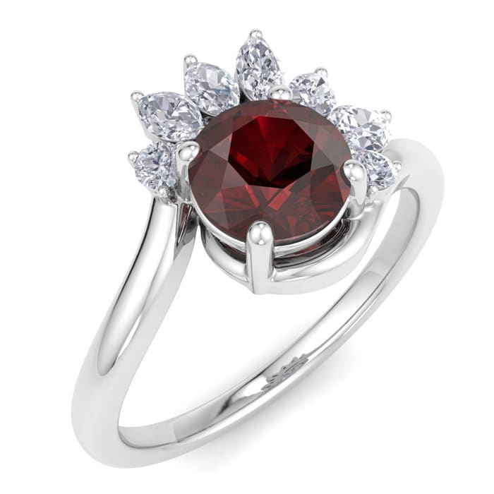 Garnet Ring: 2 Carat Garnet and Diamond Ring
