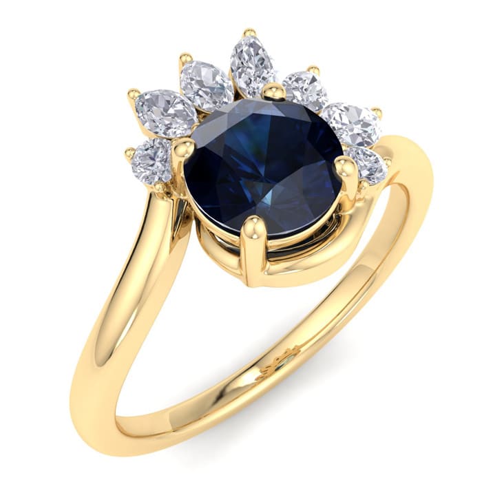 Sapphire Ring: 1 1/4 Carat Sapphire and Diamond Ring