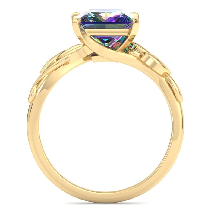 1-1/2 Carat Princess Shape Mystic Topaz Ring In 14 Karat Yellow Gold