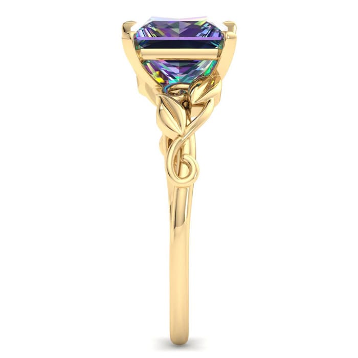 1-1/2 Carat Princess Shape Mystic Topaz Ring In 14 Karat Yellow Gold