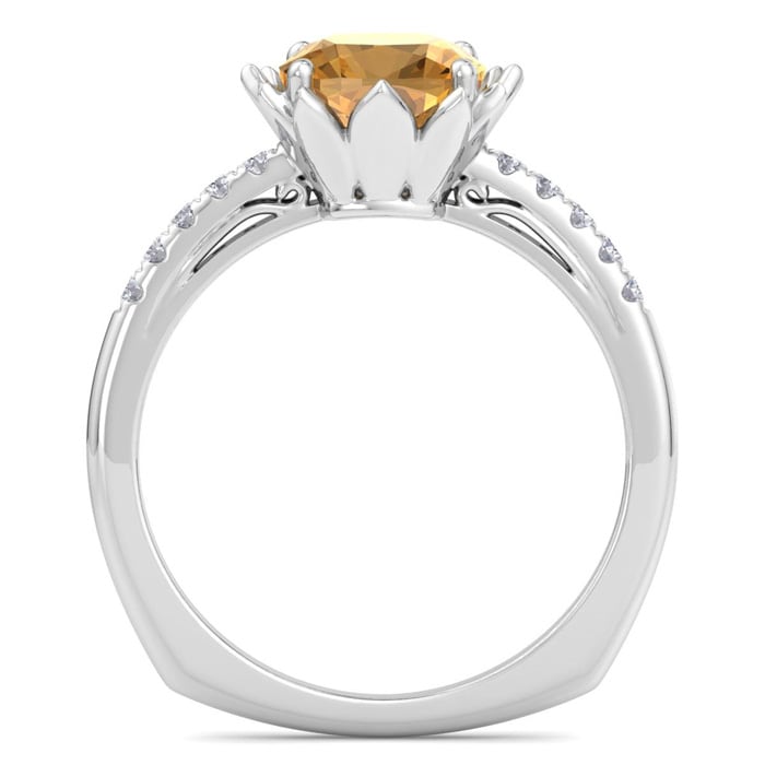 Citrine Ring: 1 1/2 Carat Cushion Cut Citrine and Diamond Ring