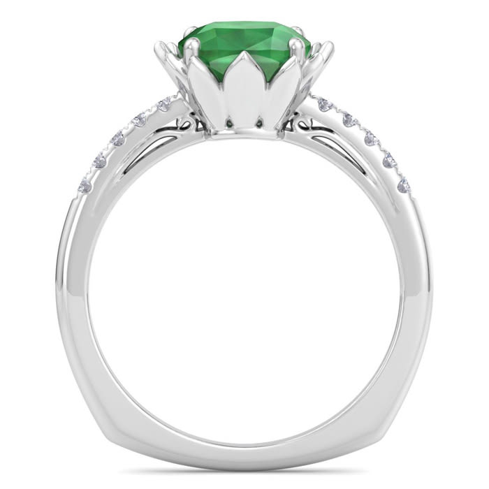 Emerald Ring: 1 1/2 Carat Cushion Cut Emerald and Diamond Ring