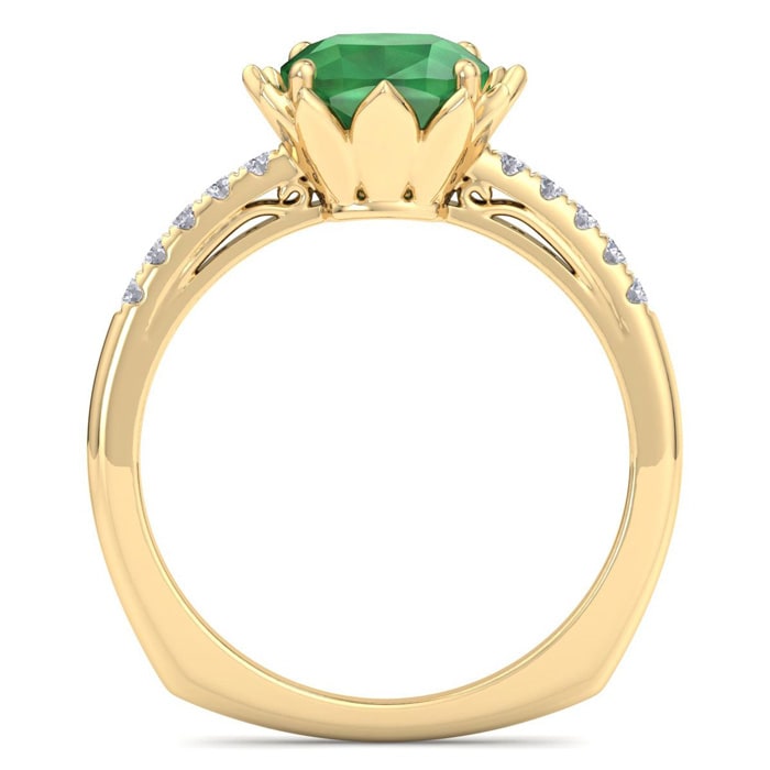 Emerald Ring: 1 1/2 Carat Cushion Cut Emerald and Diamond Ring