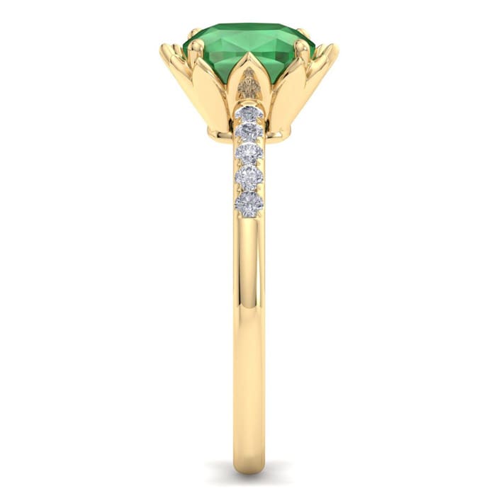 Emerald Ring: 1 1/2 Carat Cushion Cut Emerald and Diamond Ring