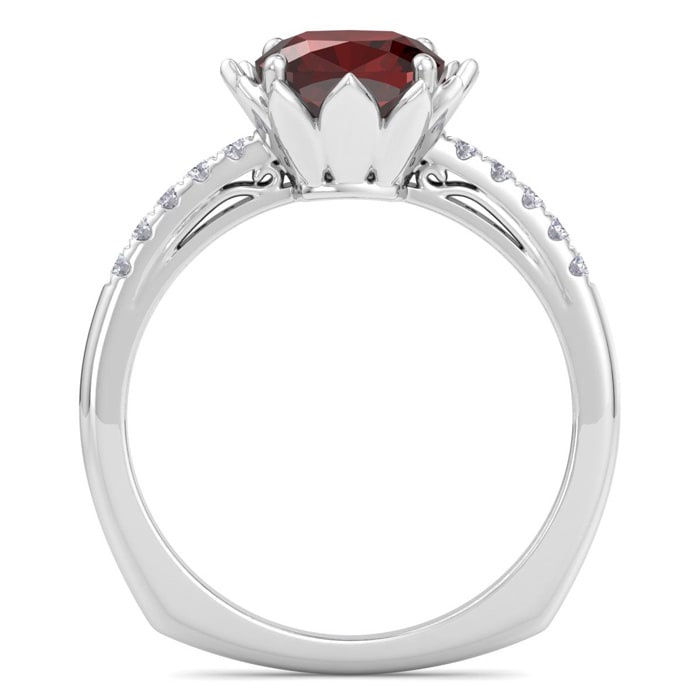 Garnet Ring: 1 1/2 Carat Cushion Cut Garnet and Diamond Ring
