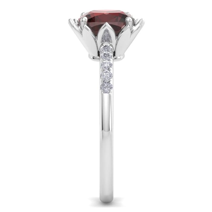 Garnet Ring: 1 1/2 Carat Cushion Cut Garnet and Diamond Ring