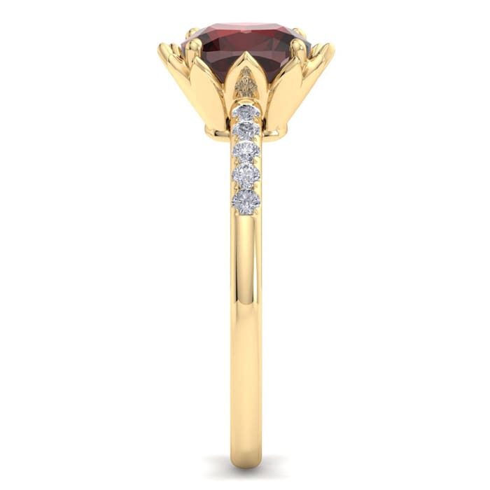 Garnet Ring: 1 1/2 Carat Cushion Cut Garnet and Diamond Ring