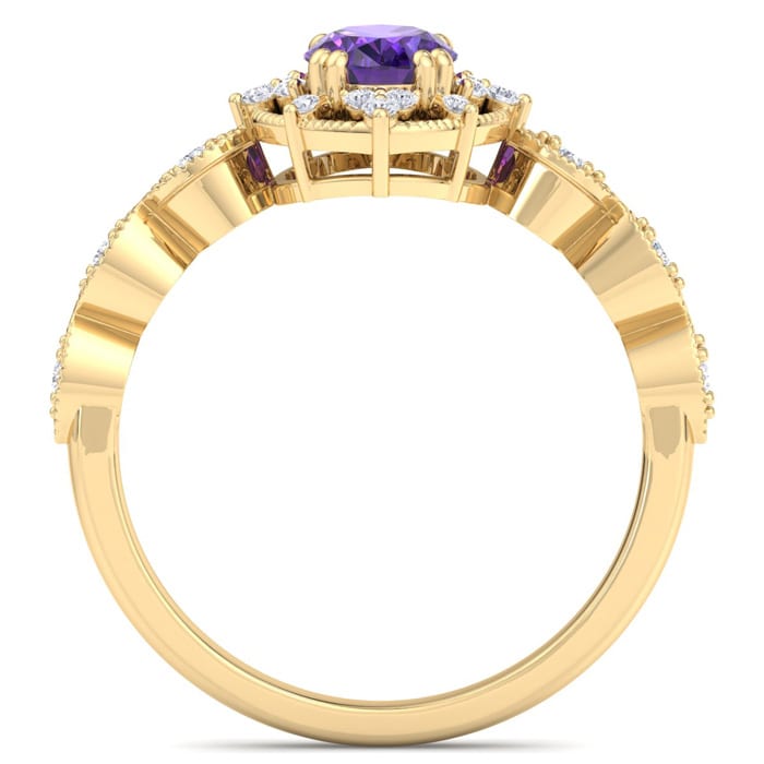 Amethyst Ring: 1 Carat Amethyst and Diamond Ring
