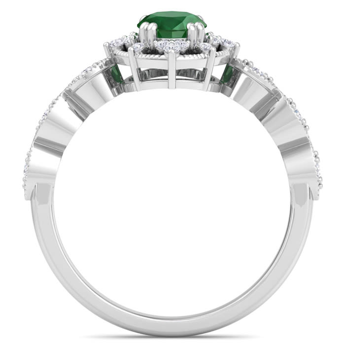 Emerald Ring: 1 Carat Emerald and Diamond Ring