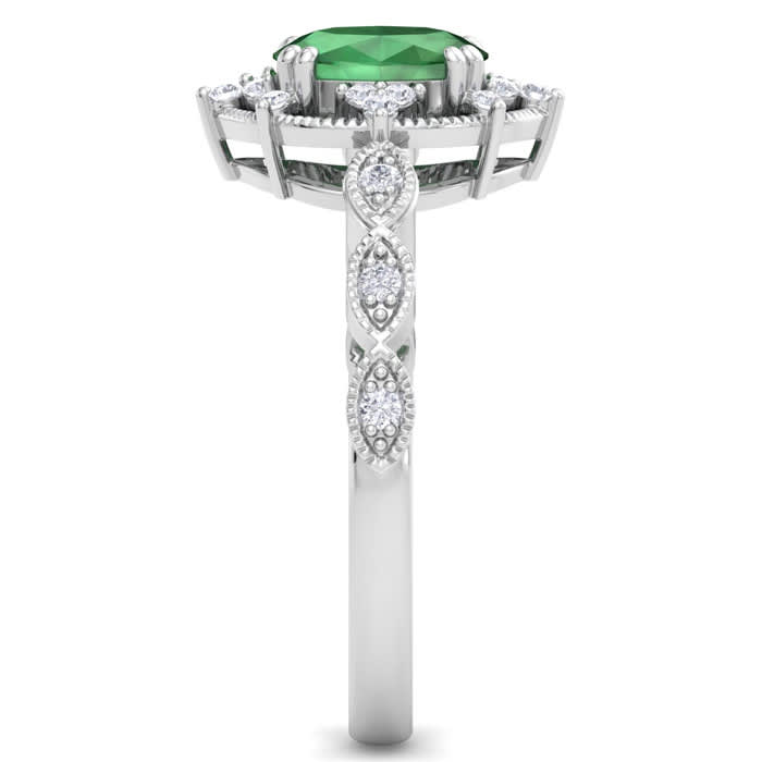 Emerald Ring: 1 Carat Emerald and Diamond Ring