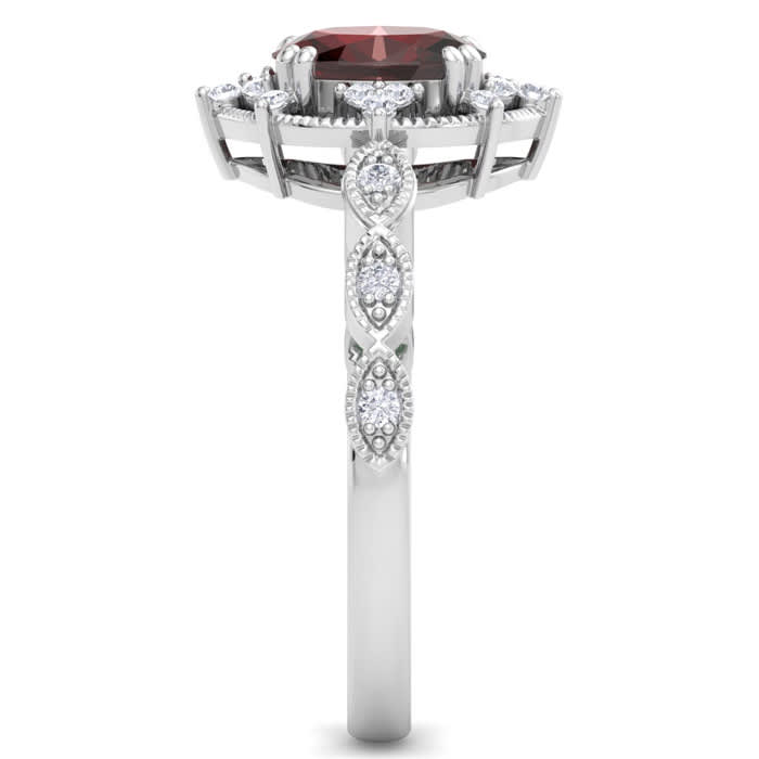 Garnet Ring: 2 Carat Garnet and Diamond Ring
