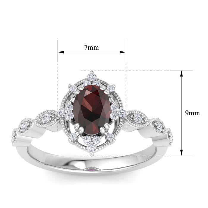 Garnet Ring: 2 Carat Garnet and Diamond Ring