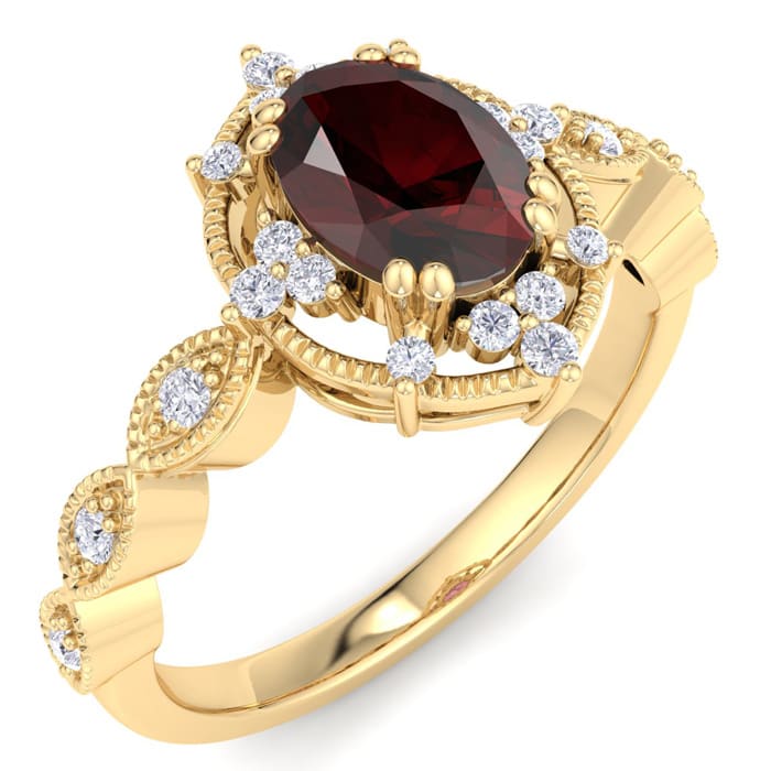 Garnet Ring: 2 Carat Garnet and Diamond Ring