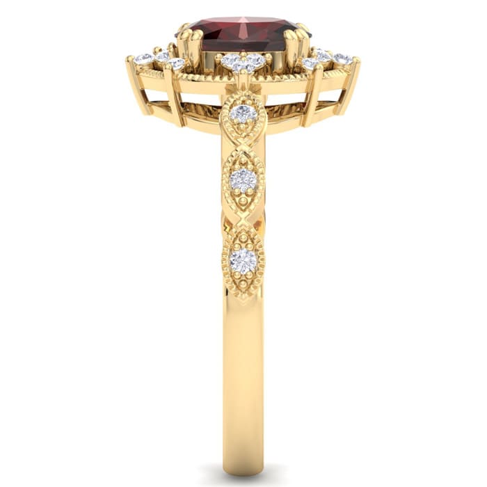 Garnet Ring: 2 Carat Garnet and Diamond Ring