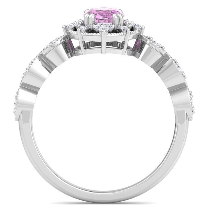 Pink Topaz Ring: 2 Carat Pink Topaz and Diamond Ring