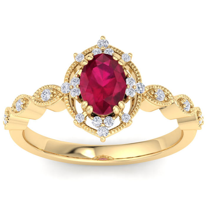 Ruby Ring: 2 Carat Ruby and Diamond Ring