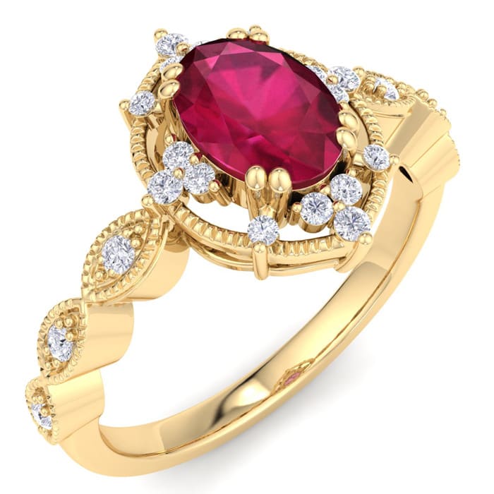Ruby Ring: 2 Carat Ruby and Diamond Ring