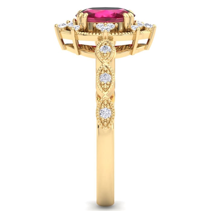Ruby Ring: 2 Carat Ruby and Diamond Ring