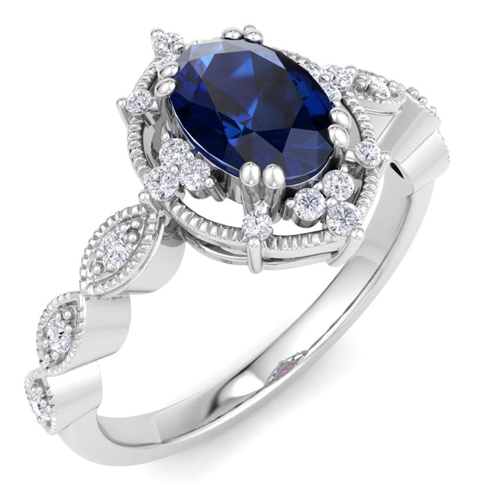 Sapphire Ring: 2 Carat Sapphire and Diamond Ring