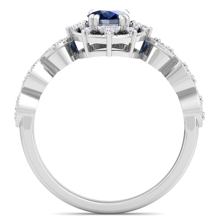 Sapphire Ring: 2 Carat Sapphire and Diamond Ring
