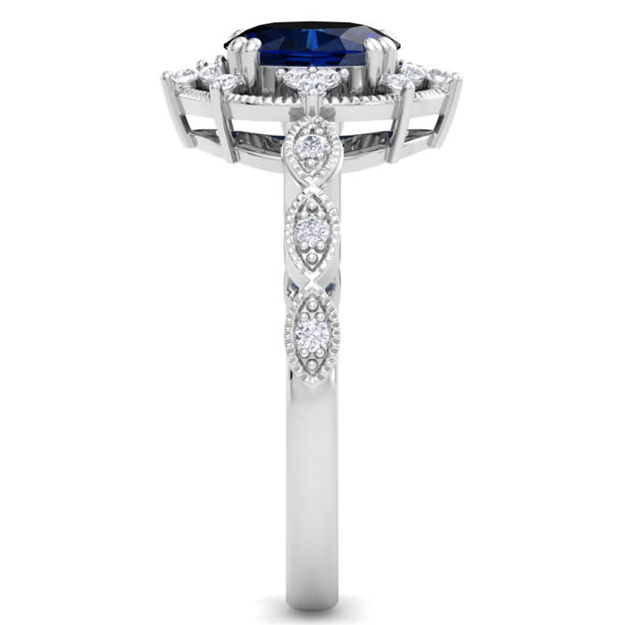 Sapphire Ring: 2 Carat Sapphire and Diamond Ring