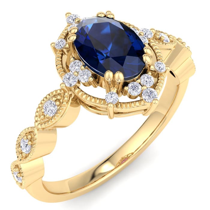 Sapphire Ring: 2 Carat Sapphire and Diamond Ring