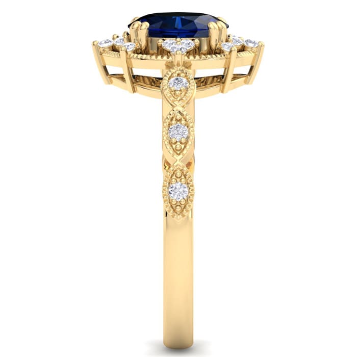 Sapphire Ring: 2 Carat Sapphire and Diamond Ring