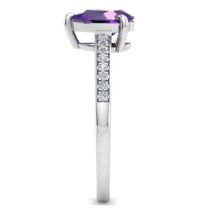 Amethyst Ring: 1 1/4 Carat Pear Shape Amethyst and Diamond Ring