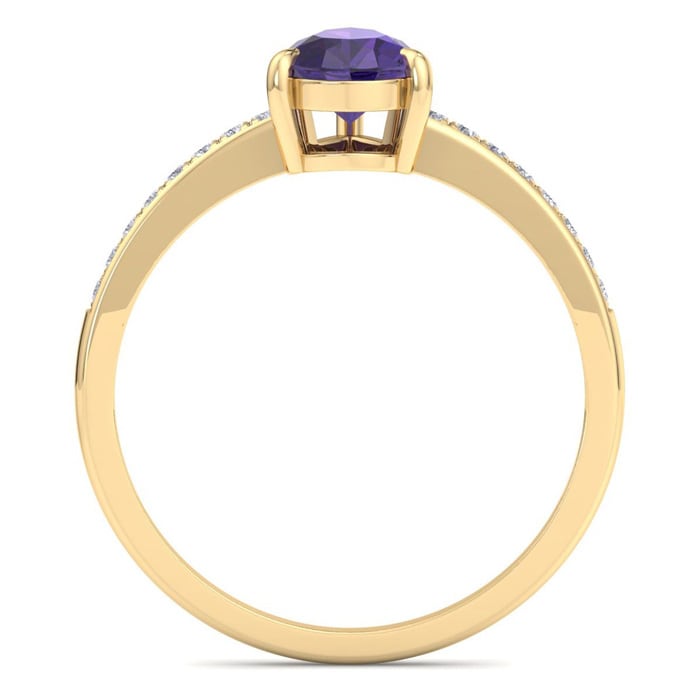 Amethyst Ring: 1 1/4 Carat Pear Shape Amethyst and Diamond Ring
