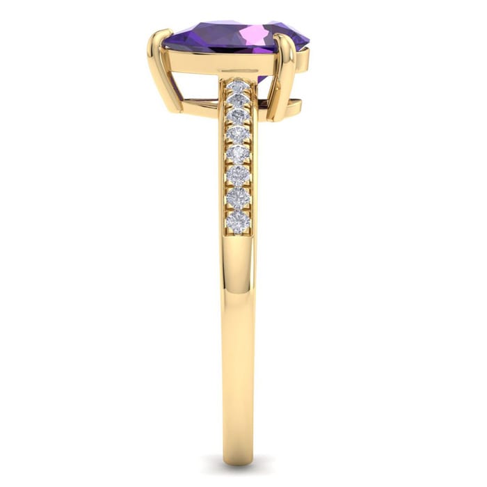Amethyst Ring: 1 1/4 Carat Pear Shape Amethyst and Diamond Ring