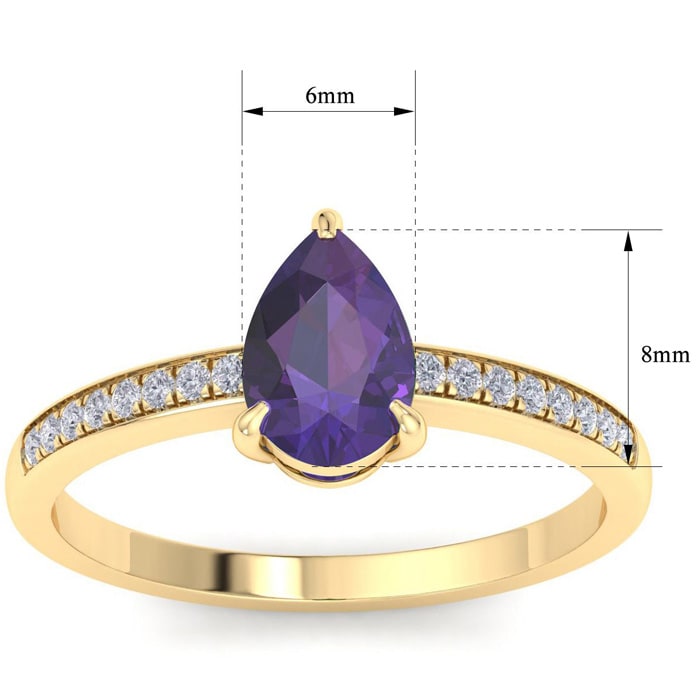 Amethyst Ring: 1 1/4 Carat Pear Shape Amethyst and Diamond Ring