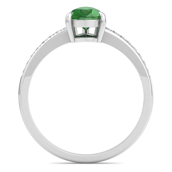 Emerald Ring: 1 1/4 Carat Pear Shape Emerald and Diamond Ring