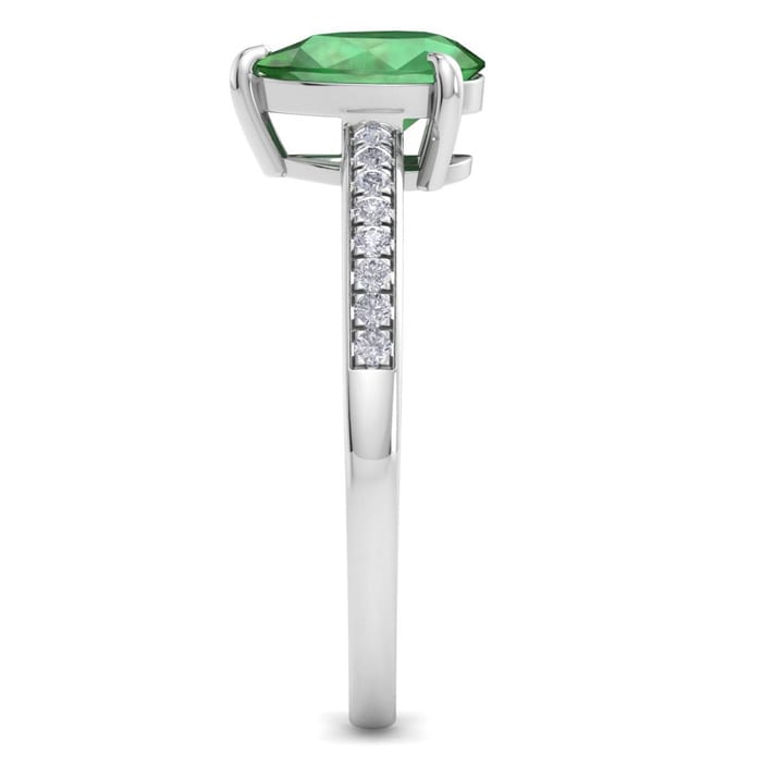Emerald Ring: 1 1/4 Carat Pear Shape Emerald and Diamond Ring