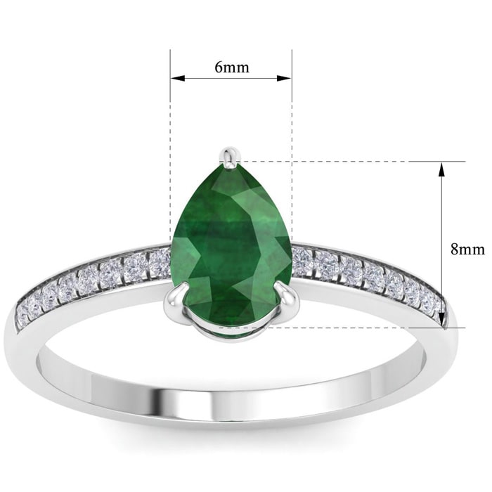 Emerald Ring: 1 1/4 Carat Pear Shape Emerald and Diamond Ring