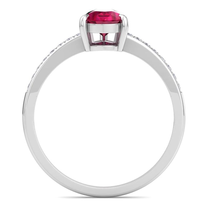 Ruby Ring: 1 1/4 Carat Pear Shape Ruby and Diamond Ring