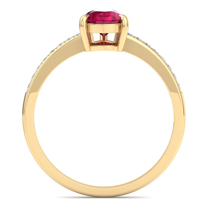 Ruby Ring: 1 1/4 Carat Pear Shape Ruby and Diamond Ring