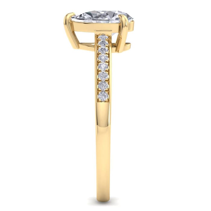 1 1/4 Carat Pear Shape Diamond Engagement Ring In 14K Yellow Gold