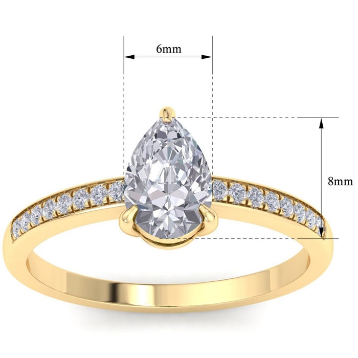 1 1/4 Carat Pear Shape Diamond Engagement Ring In 14K Yellow Gold
