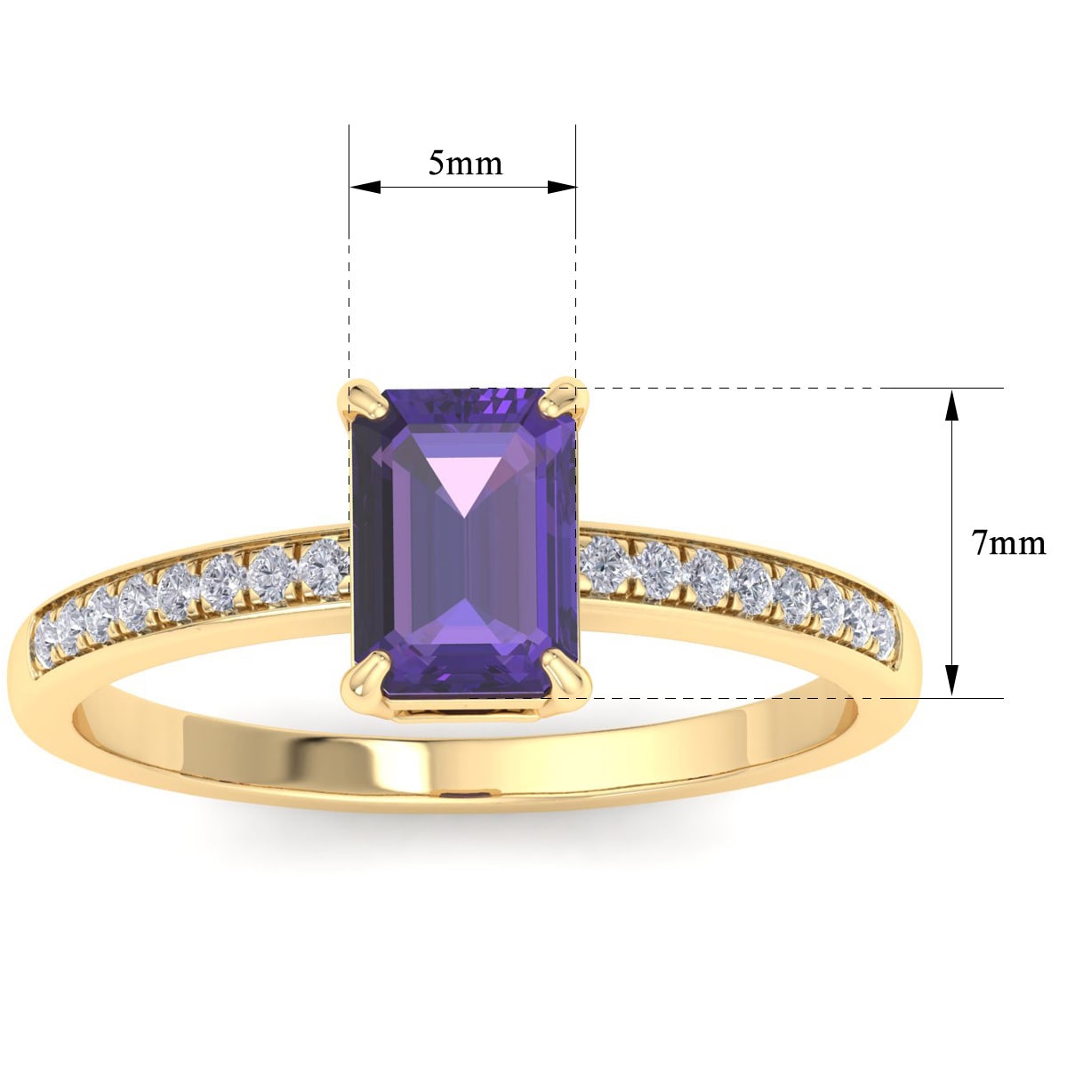 Amethyst Ring: 1 1/4 Carat Emerald Shape Amethyst and Diamond Ring