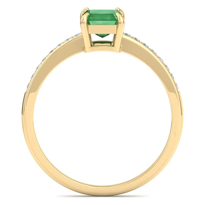 Emerald Ring: 1 1/4 Carat Emerald Shape Emerald and Diamond Ring