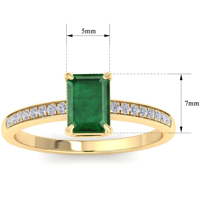 Emerald Ring: 1 1/4 Carat Emerald Shape Emerald and Diamond Ring
