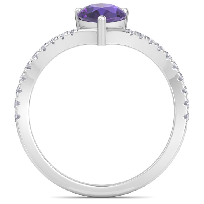 Amethyst Ring: 1 1/2 Carat Pear Shape Amethyst and Diamond Ring