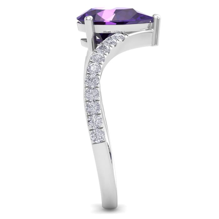 Amethyst Ring: 1 1/2 Carat Pear Shape Amethyst and Diamond Ring