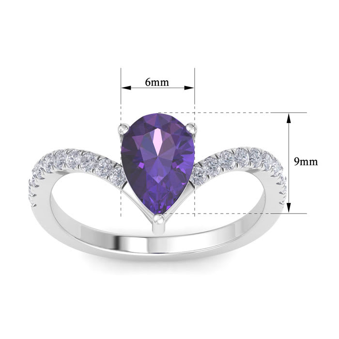 Amethyst Ring: 1 1/2 Carat Pear Shape Amethyst and Diamond Ring